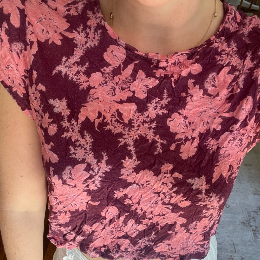 Loveshackfancy maroon floral crop top L - Picture 3 of 3